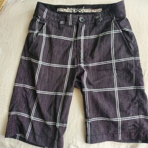 Billabong Kid's Black and White Checkered Shorts Platinum Stretch Size 24